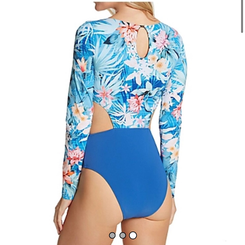 Everyday Sunday J0042 Sunrise Bay Long Sleeve Cut Out One Piece Swimsuit Size M